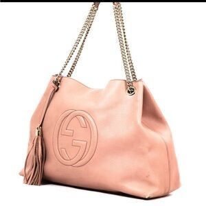 Gucci Pink Pebbled Leather Soho Chain tote bag